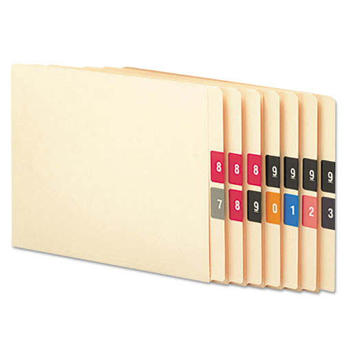 Numerical End Tab File Folder Labels, 0-9, 1.5 x 1.5, Assorted, 250/Roll, 10 Rolls/Box-(SMD67430)