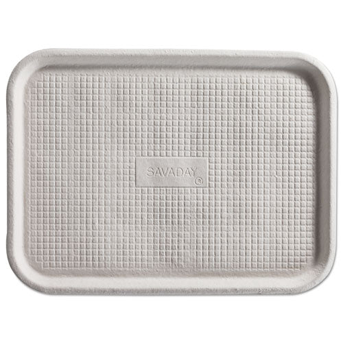 Savaday Molded Fiber Flat Food Tray, 1-Compartment, 16 x 12, White, Paper, 200/Carton-(HUH20803CT)