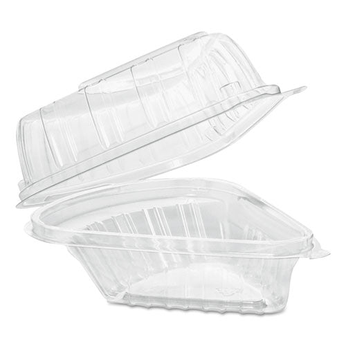 Showtime Clear Hinged Containers, Pie Wedge, 6.67 oz, 6.1 x 5.6 x 3, Clear, Plastic, 125/Pack, 2 Packs/Carton-(DCCC54HT1)