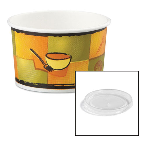 Streetside Paper Food Container with Plastic Lid, Streetside Design, 8-10 oz, 250/Carton-(HUH70408)