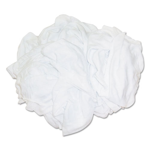 New Bleached White T-Shirt Rags, Multi-Fabric, 25 lb Polybag-(HOS45525BP)