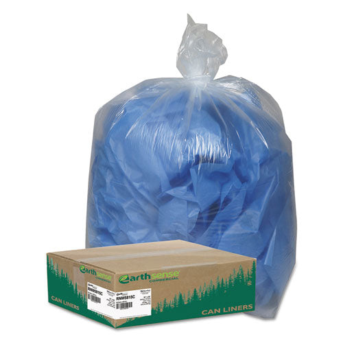 Linear Low Density Clear Recycled Can Liners, 60 gal, 1.5 mil, 38" x 58", Clear,10 Bags/Roll, 10 Rolls/Carton-(WBIRNW5815C)