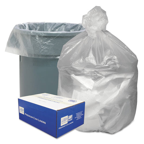 Waste Can Liners, 45 gal, 10 microns, 40" x 46", Natural, 25 Bags/Roll, 10 Rolls/Carton-(WBIGNT4048)