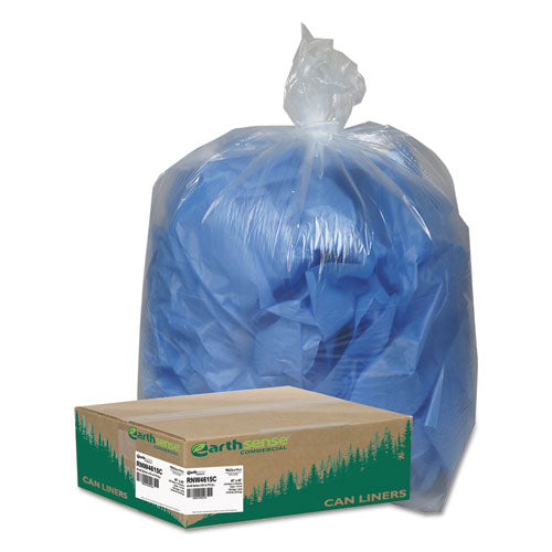 Linear Low Density Clear Recycled Can Liners, 45 gal, 1.5 mil, 40" x 46", Clear, 10 Bags/Roll, 10 Rolls/Carton-(WBIRNW4615C)