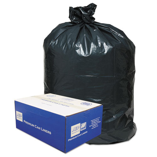 Linear Low-Density Can Liners, 60 gal, 0.9 mil, 38" x 58", Black, 10 Bags/Roll, 10 Rolls/Carton-(WBI385822G)