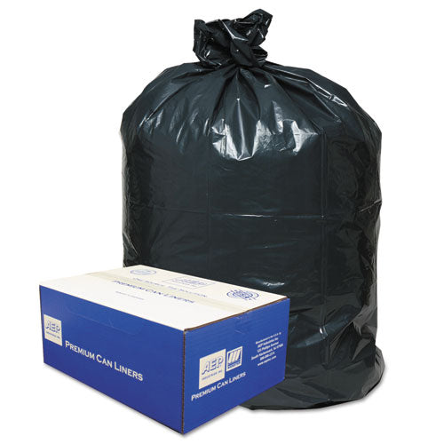 Linear Low-Density Can Liners, 56 gal, 0.9 mil, 43" x 47", Black, 10 Bags/Roll, 10 Rolls/Carton-(WBI434722G)