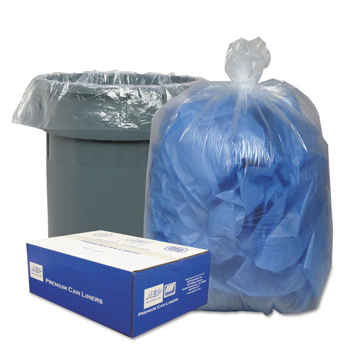 Linear Low-Density Can Liners, 56 gal, 0.9 mil, 43" x 47", Clear, 10 Bags/Roll, 10 Rolls/Carton-(WBI434722C)