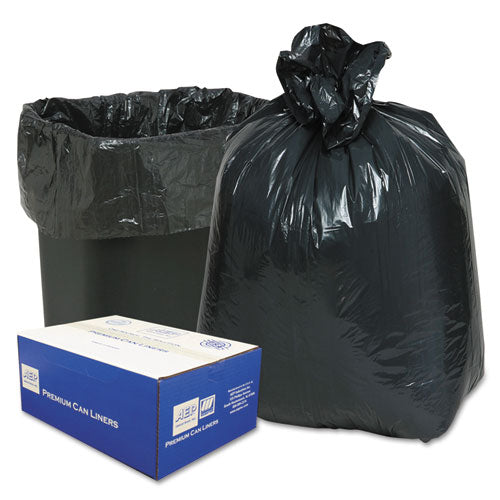 Linear Low-Density Can Liners, 10 gal, 0.6 mil, 24" x 23", Black, 25 Bags/Roll, 20 Rolls/Carton-(WBI242315B)