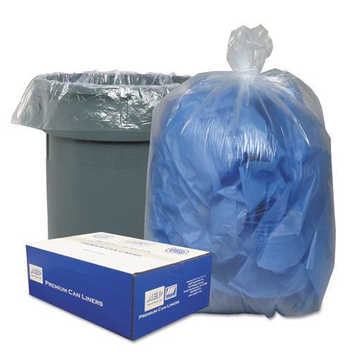 Linear Low-Density Can Liners, 33 gal, 0.63 mil, 33" x 39", Clear, 25 Bags/Roll, 10 Rolls/Carton-(WBI333916C)