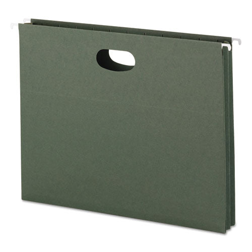 Hanging Pockets with Full-Height Gusset, 1 Section, 1.75" Capacity, Letter Size, Straight Tabs, Standard Green, 25/Box-(SMD64218)