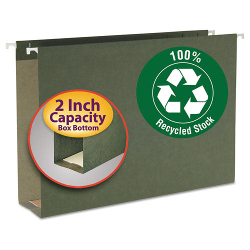 Box Bottom Hanging File Folders, 2" Capacity, Legal Size, Standard Green, 25/Box-(SMD65095)