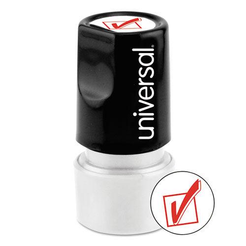 Round Message Stamp, CHECK MARK, Pre-Inked/Re-Inkable, Red-(UNV10075)