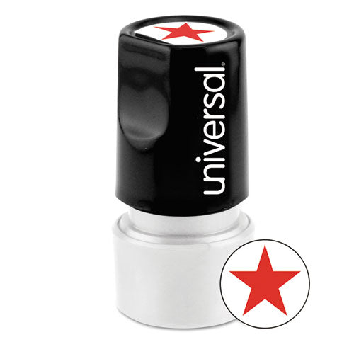 Round Message Stamp, STAR, Pre-Inked/Re-Inkable, Red-(UNV10081)