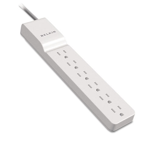 Home/Office Surge Protector, 6 AC Outlets, 4 ft Cord, 720 J, White-(BLKBE10600004)