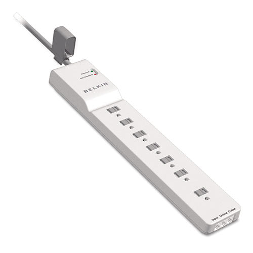 Home/Office Surge Protector, 7 AC Outlets, 6 ft Cord, 2,320 J, White-(BLKBE10720006)