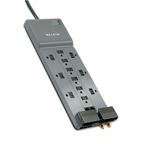 Professional Series SurgeMaster Surge Protector, 12 AC Outlets, 10 ft Cord, 3,996 J, Dark Gray-(BLKBE11223410)