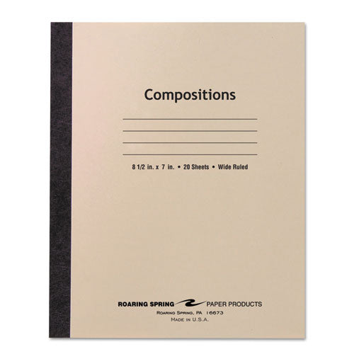 Stitched Cover Composition Book, Wide/Legal Rule, Manila Cover, (20) 8.5 x 7 Sheets-(ROA77340)