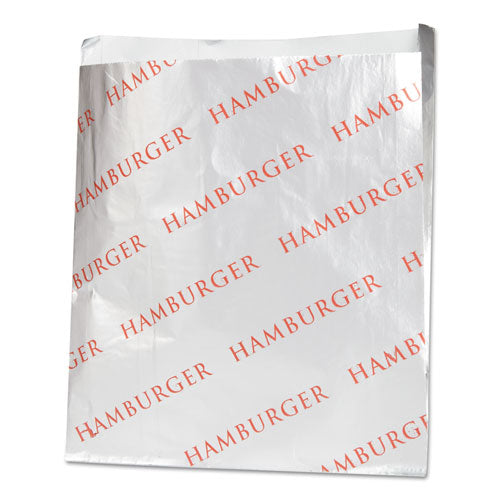 Foil Single-Serve Bags, 6" x 6.5", Silver, Hamburger Design, 1,000/Carton-(BGC300527)