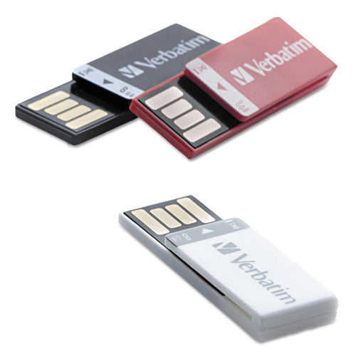 Clip-it USB Flash Drive, 8 GB, Assorted Colors, 3/Pack-(VER98674)