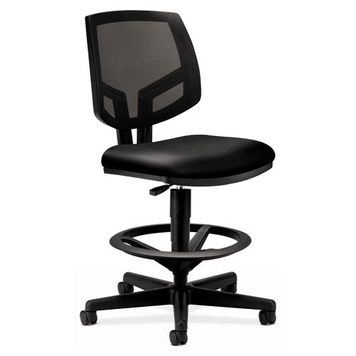 Volt Series Mesh Back Adjustable Leather Task Stool, Supports Up to 250 lb, 22.88" to 32.38" Seat Height, Black-(HON5715SB11T)