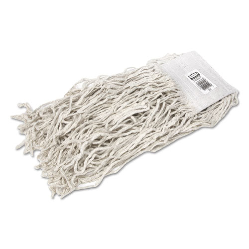 Economy Cotton Mop Heads, Cut-End, White, 24 oz, 5-In White Headband, 12/Carton-(RCPV158)