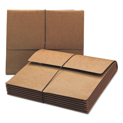 Extra-Wide Expanding Wallets with Elastic Cord, 5.25" Expansion, 1 Section, Elastic Cord Closure, Legal Size, Redrope-(SMD71189)