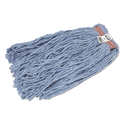 Cut-End Blend Mop Head, Cotton/Synthetic, Blue, 20 oz, 1" Headband, 12/Carton-(RCPF51712BLU)