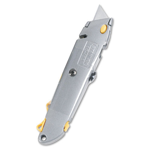 Quick-Change Utility Knife with Retractable Blade and Twine Cutter, 6" Metal Handle, Gray, 6/Box-(BOS10499BX)