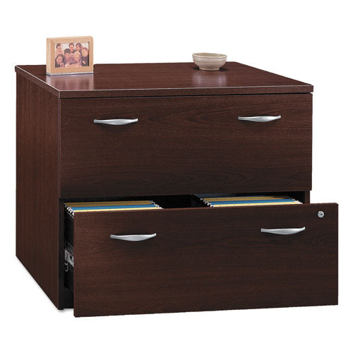 Series C Lateral File, 2 Legal/Letter/A4/A5-Size File Drawers, Mahogany, 35.75" x 23.38" x 29.88"-(BSHWC36754SU)