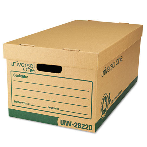 Recycled Heavy-Duty Record Storage Box, Letter Files, Kraft/Green, 12/Carton-(UNV28220)