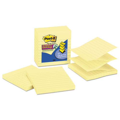 Pop-up Notes Refill, Note Ruled, 4" x 4", Canary Yellow, 90 Sheets/Pad, 5 Pads/Pack-(MMMR440YWSS)