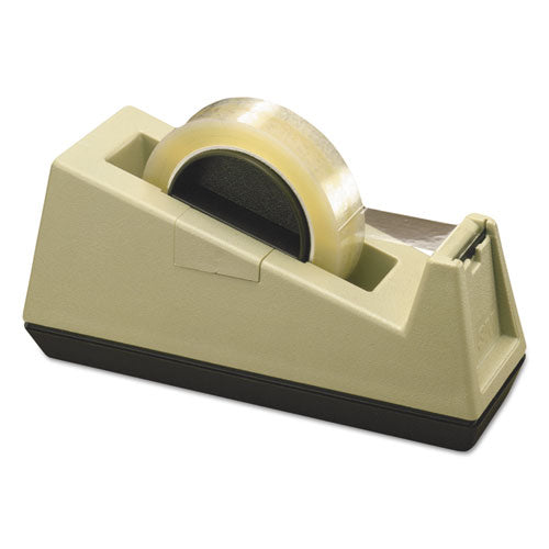 Heavy-Duty Weighted Desktop Tape Dispenser, 3" Core, Plastic, Putty/Brown-(MMMC25)