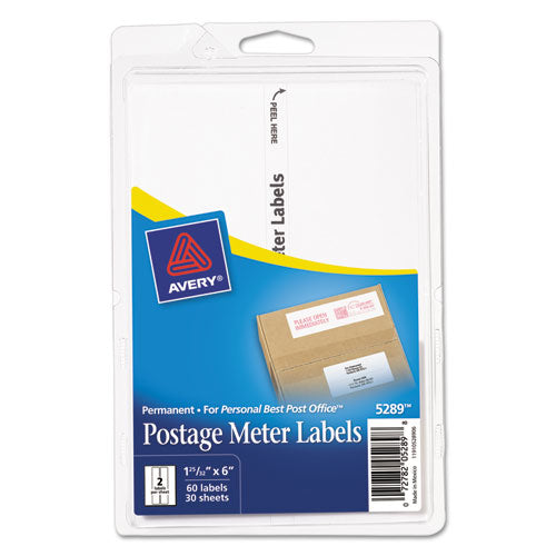 Postage Meter Labels for Personal Post Office, 1.78 x 6, White, 2/Sheet, 30 Sheets/Pack, (5289)-(AVE05289)