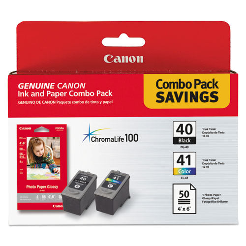0615B009 (PG-40/CL-41) ChromaLife100+ Ink/Paper Combo, Black/Tri-Color-(CNM0615B009)