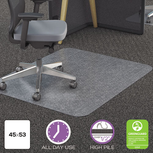 All Day Use Chair Mat - All Carpet Types, 45 x 53, Rectangle, Clear-(DEFCM11242PC)