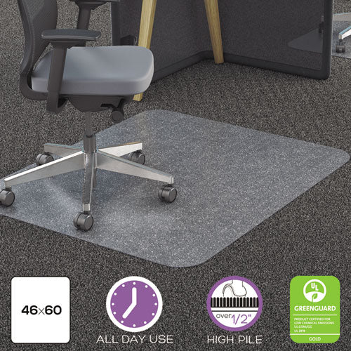 All Day Use Chair Mat - All Carpet Types, 46 x 60, Rectangle, Clear-(DEFCM11442FPC)