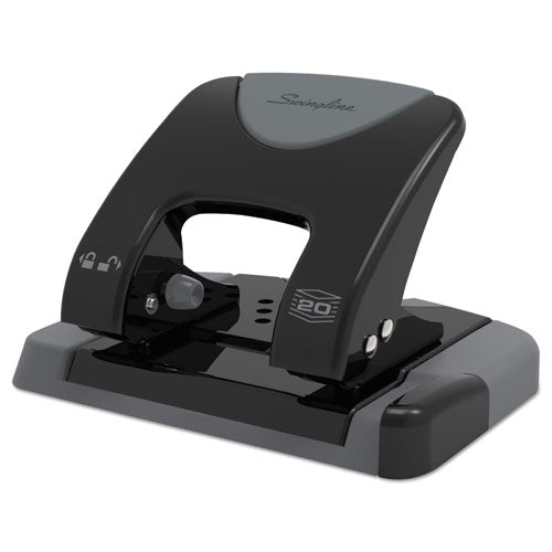 20-Sheet SmartTouch Two-Hole Punch, 9/32" Holes, Black/Gray-(SWI74135)