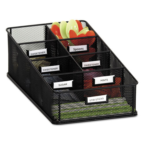 Onyx Breakroom Organizers, 7 Compartments, 16 x 8.5 x 5.25, Steel Mesh, Black-(SAF3291BL)