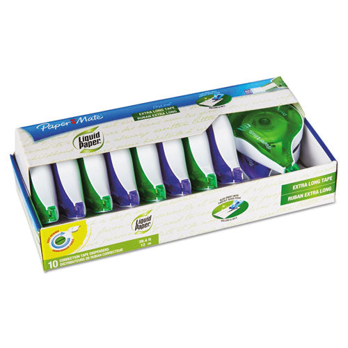 DryLine Correction Tape, Non-Refillable, Green/Purple Applicators, 0.17" x 472", 10/Pack-(PAP6137406)