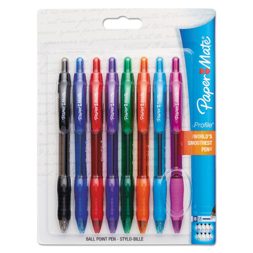 Profile Ballpoint Pen, Retractable, Bold 1.4 mm, Assorted Ink and Barrel Colors, 8/Pack-(PAP1960662)