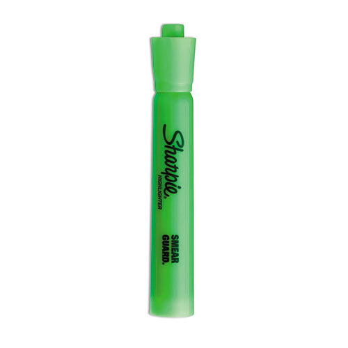 Tank Style Highlighters, Fluorescent Green Ink, Chisel Tip, Green Barrel, Dozen-(SAN25026)