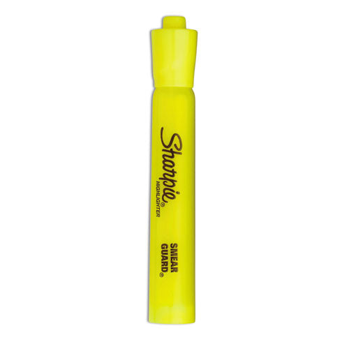 Tank Style Highlighters, Fluorescent Yellow Ink, Chisel Tip, Yellow Barrel, 4/Set-(SAN25164PP)