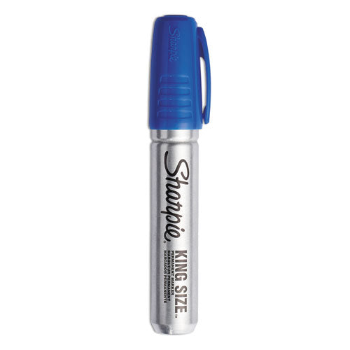 King Size Permanent Marker, Broad Chisel Tip, Blue, Dozen-(SAN15003)