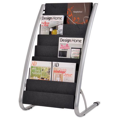 Literature Floor Rack, 16 Pocket, 23w x 19.67d x 36.67h, Silver Gray/Black-(ABADDEXPO8)