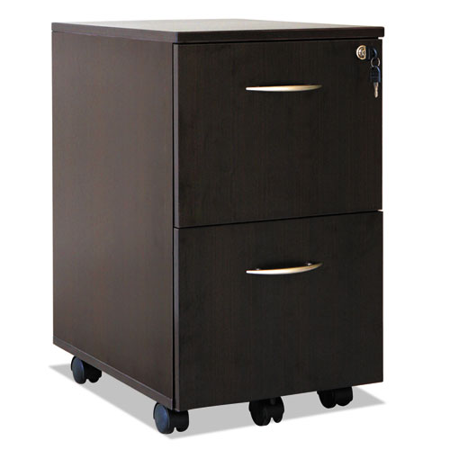 Alera Valencia Series Mobile Pedestal, Left or Right, 2 Legal/Letter-Size File Drawers, Espresso, 15.38" x 20" x 26.63"-(ALEVA582816ES)