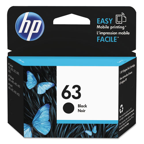 HP 63, (F6U62AN) Black Original Ink Cartridge-(HEWF6U62AN)