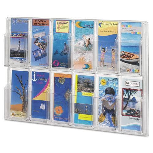 Reveal Clear Literature Displays, 12 Compartments, 30w x 2d x 20.25h, Clear-(SAF5604CL)