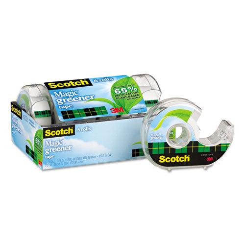 Magic Greener Tape with Dispenser, 1" Core, 0.75" x 50 ft, Clear, 6/Pack-(MMM6123)