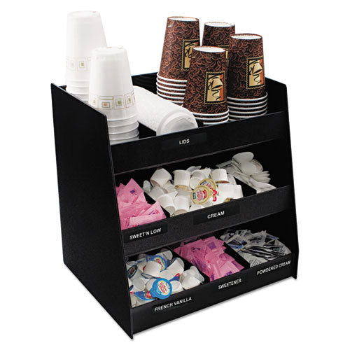 Vertical Condiment Organizer, 9 Compartments, 14.5 x 11.75 x 15, Black-(VRTVFC1515)