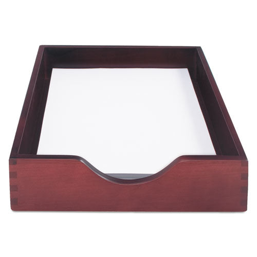 Hardwood Stackable Desk Trays, 1 Section, Letter Size Files, 10.25" x 12.5" x 2.5", Mahogany-(CVR07213)